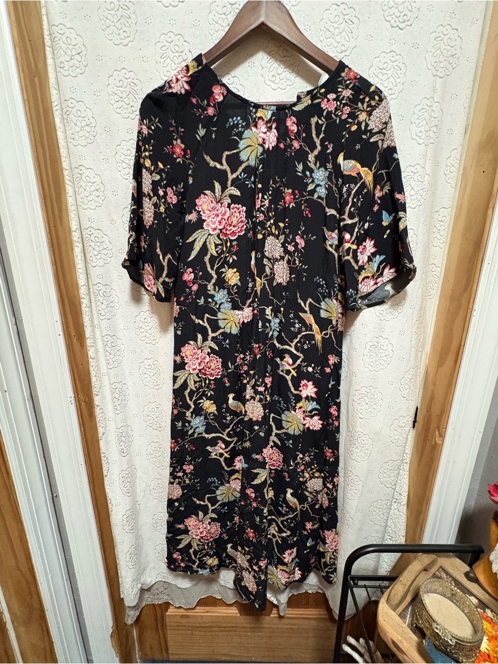 GP & J Baker x H&M Floral Bird Midi Dress Black Botanical XS